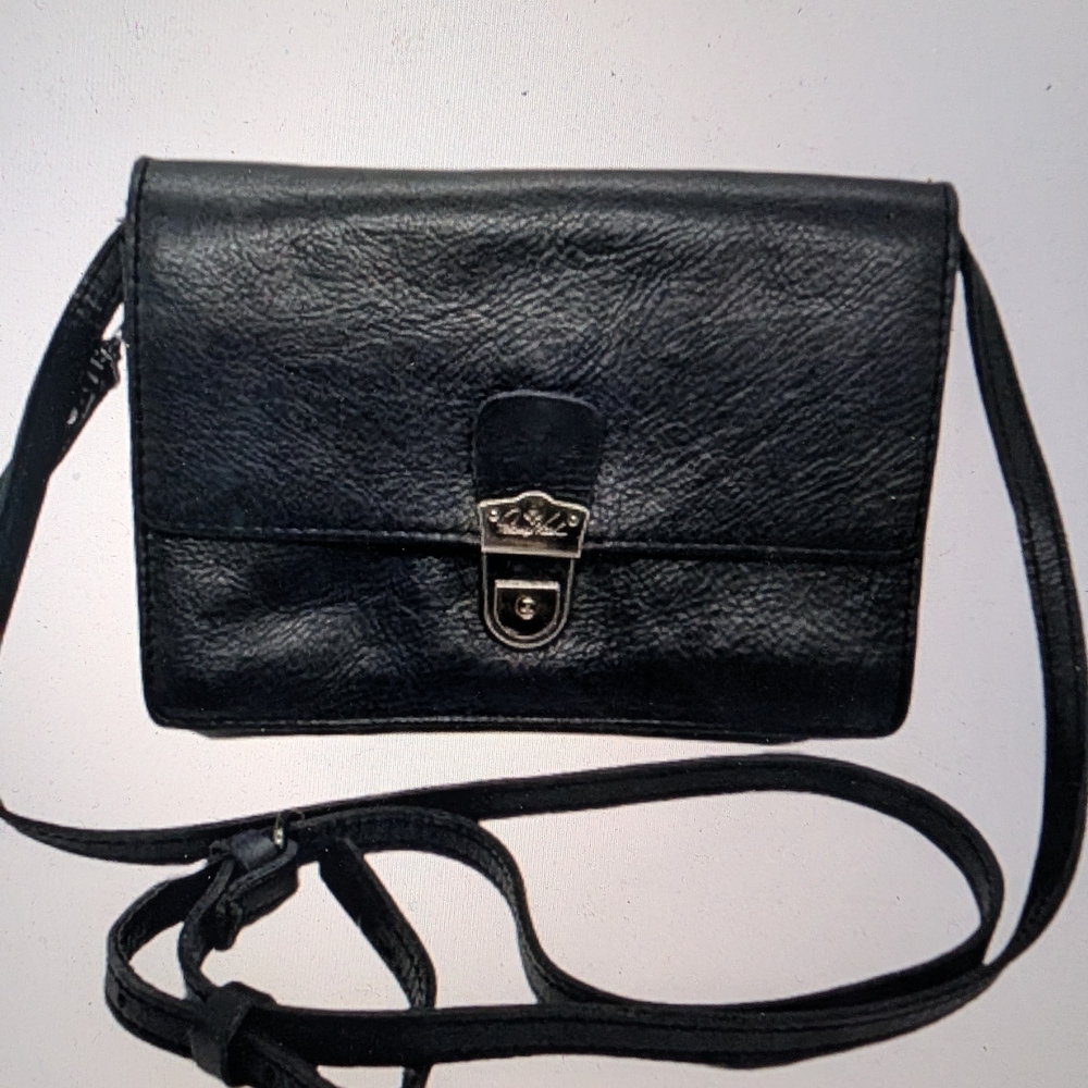 Patricia Nash Lanza Black Leather Crossbody Wristlet